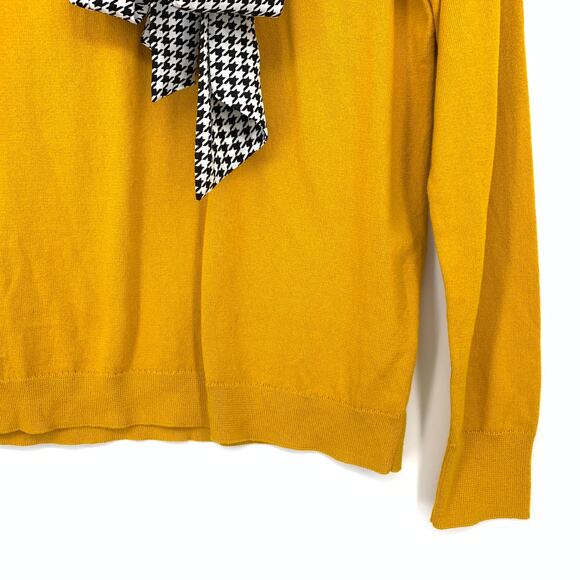 J.Crew Factory Crew Neck Sweater Womens Sz M Mustard  Houndstooth Tie Scarf NEW - Picture 4 of 7